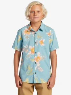 Quiksilver Boys 8-16 Tropical Floral Short Sleeve Shirt -Sunny Fit Wear aqbwt03068 quiksilverw bjg9 frt1