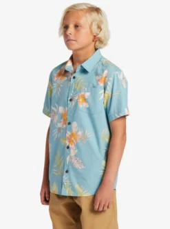 Quiksilver Boys 8-16 Tropical Floral Short Sleeve Shirt -Sunny Fit Wear aqbwt03068 quiksilverw bjg9 frt2