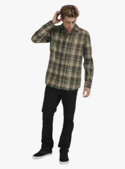 Quiksilver Mens Waterman Scribe Plaid Long Sleeve Shirt -Sunny Fit Wear uqmwt03019 quiksilvers cre1 frt9