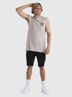 Quiksilver Mens Circled Script Muscle T-Shirt -Sunny Fit Wear uqyzt05028 quiksilverw tjl0 frt9