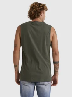 Quiksilver Mens Omni Check Turn Sleeveless Muscle T-Shirt -Sunny Fit Wear uqyzt05094 quiksilverw gza0 bck1