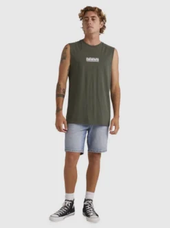 Quiksilver Mens Omni Check Turn Sleeveless Muscle T-Shirt -Sunny Fit Wear uqyzt05094 quiksilverw gza0 frt9